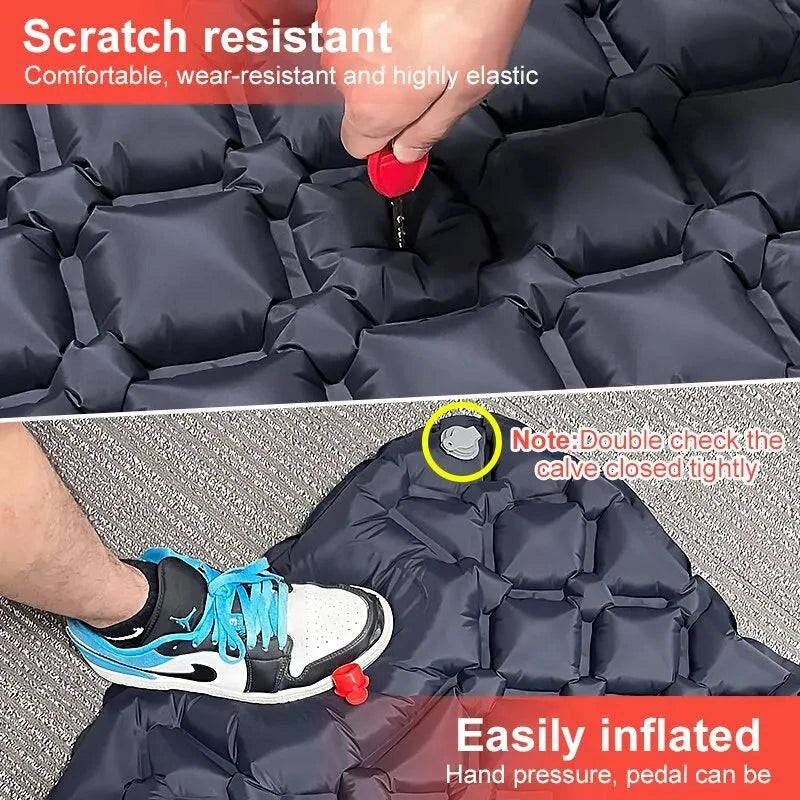 Outdoor Camping Inflatable Mattress with Built-In Pump - Ultralight Air Mat with Pillows - Home Fads