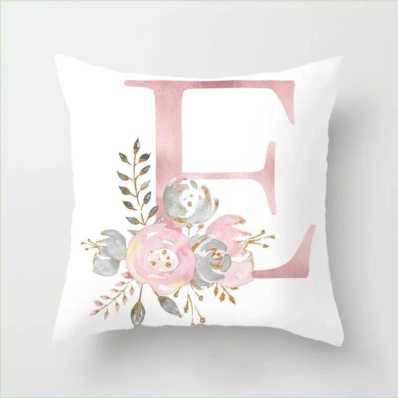 Pink Floral Letters Cushion Cover: Romantic Polyester Pillowcase - Ideal for Living Room, Bedroom, Sofa Decor - Valentine's Day Gift - Home Fads