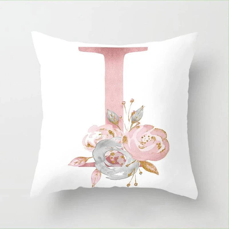 Pink Floral Letters Cushion Cover: Romantic Polyester Pillowcase - Ideal for Living Room, Bedroom, Sofa Decor - Valentine's Day Gift - Home Fads