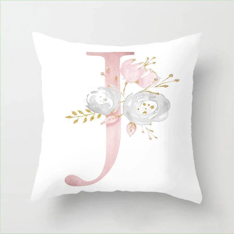 Pink Floral Letters Cushion Cover: Romantic Polyester Pillowcase - Ideal for Living Room, Bedroom, Sofa Decor - Valentine's Day Gift - Home Fads