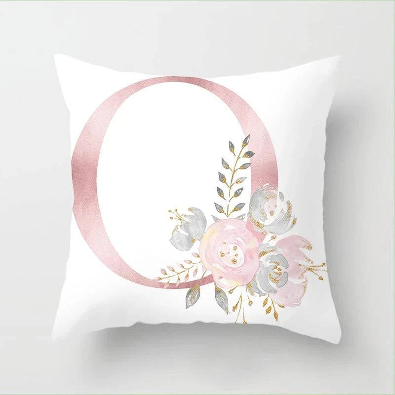 Pink Floral Letters Cushion Cover: Romantic Polyester Pillowcase - Ideal for Living Room, Bedroom, Sofa Decor - Valentine's Day Gift - Home Fads