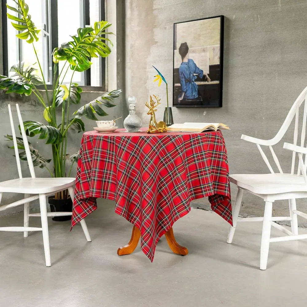 Plaid Tablecloth – Red and Green Christmas Rectangle & Square Table Cloth for Home, Living Room, and Party Decoration - Home Fads