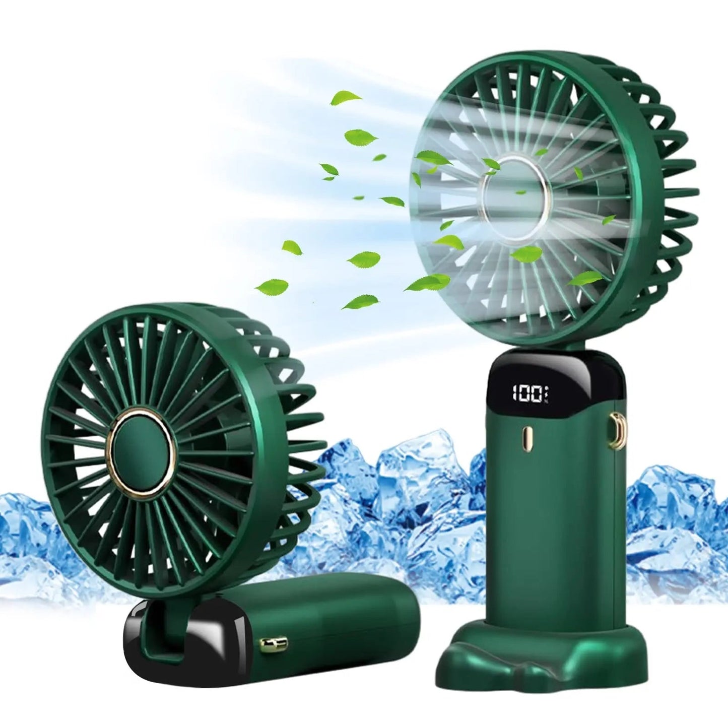 Portable 1800mAh USB Rechargeable Mini Fan – 5-Speed Foldable Neck Hanging Fan with LED Display, Phone Stand, and Aromatherapy Feature - Home Fads