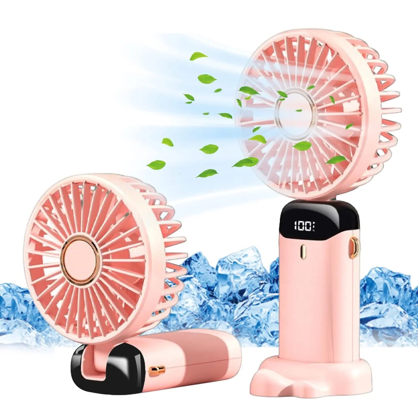 Portable 1800mAh USB Rechargeable Mini Fan – 5-Speed Foldable Neck Hanging Fan with LED Display, Phone Stand, and Aromatherapy Feature - Home Fads