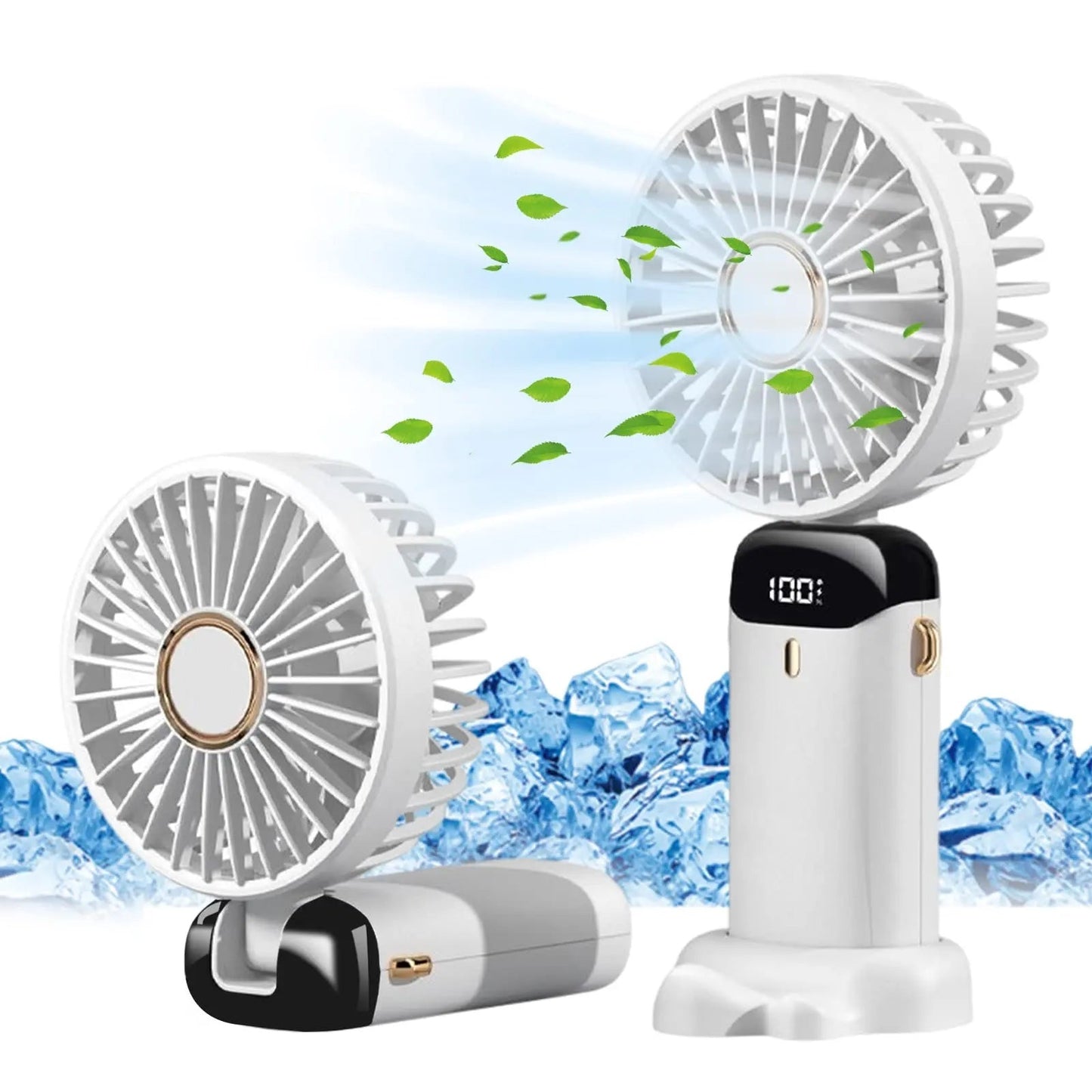 Portable 1800mAh USB Rechargeable Mini Fan – 5-Speed Foldable Neck Hanging Fan with LED Display, Phone Stand, and Aromatherapy Feature - Home Fads