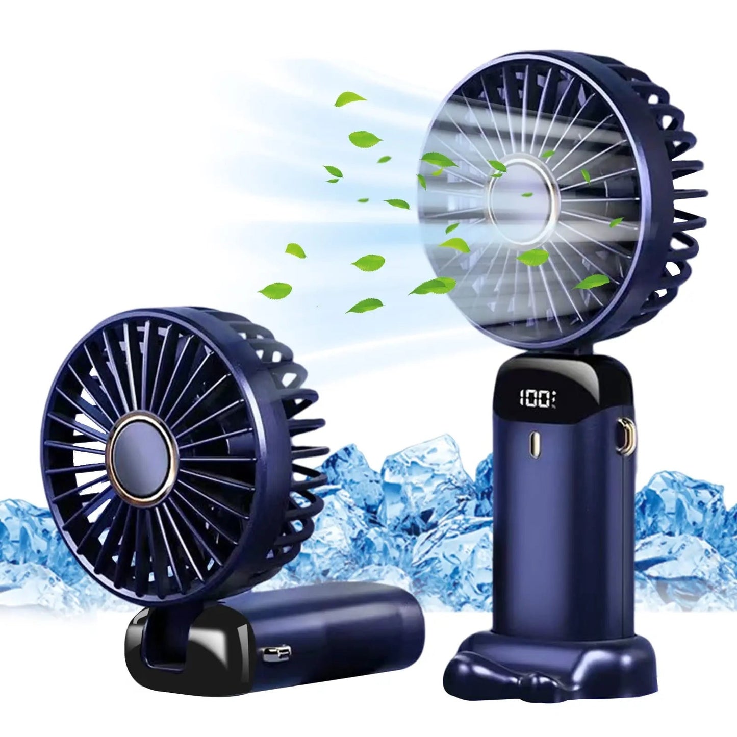 Portable 1800mAh USB Rechargeable Mini Fan – 5-Speed Foldable Neck Hanging Fan with LED Display, Phone Stand, and Aromatherapy Feature - Home Fads