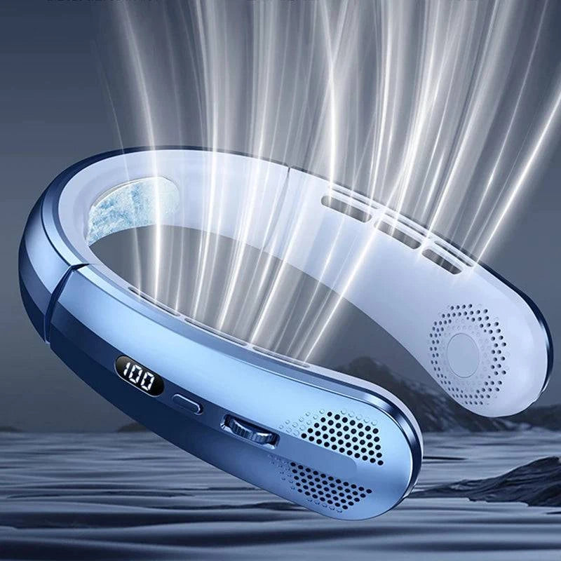 Portable Bladeless Neckband Fan with Digital Display - USB Rechargeable - Home Fads