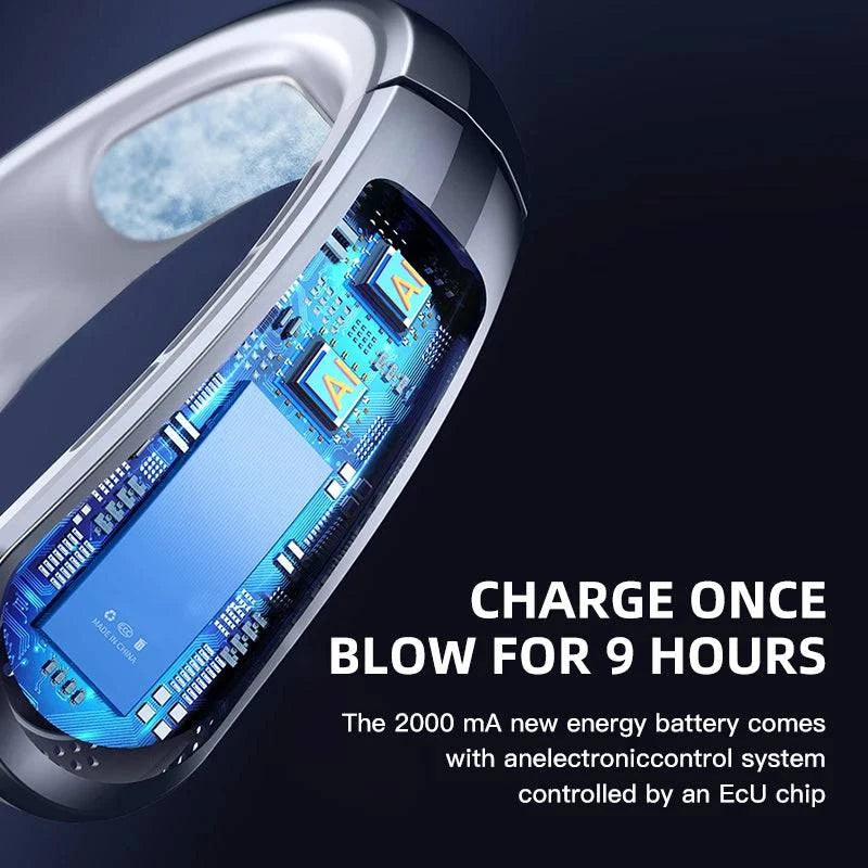 Portable Bladeless Neckband Fan with Digital Display - USB Rechargeable - Home Fads
