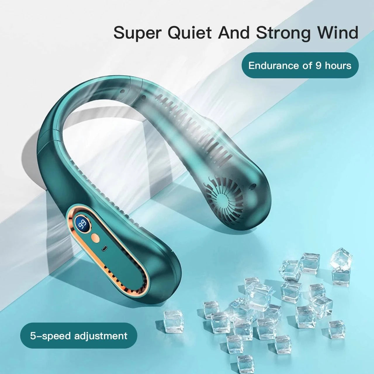 Portable Bladeless Neckband Fan with Digital Display - USB Rechargeable - Home Fads