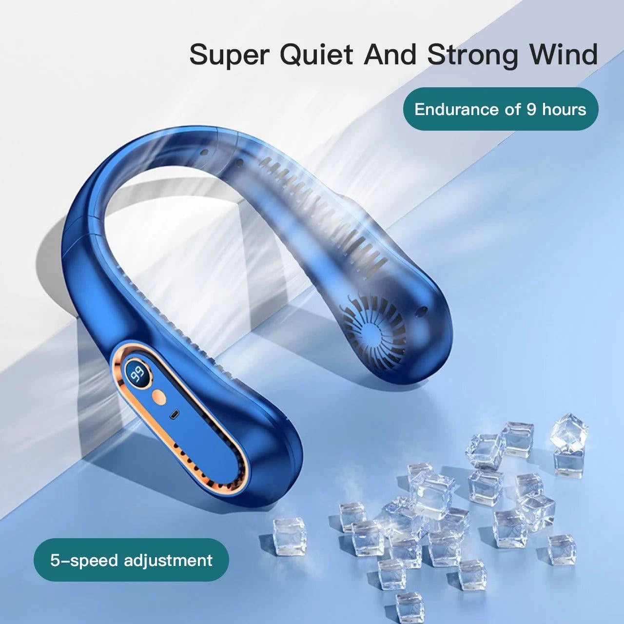 Portable Bladeless Neckband Fan with Digital Display - USB Rechargeable - Home Fads