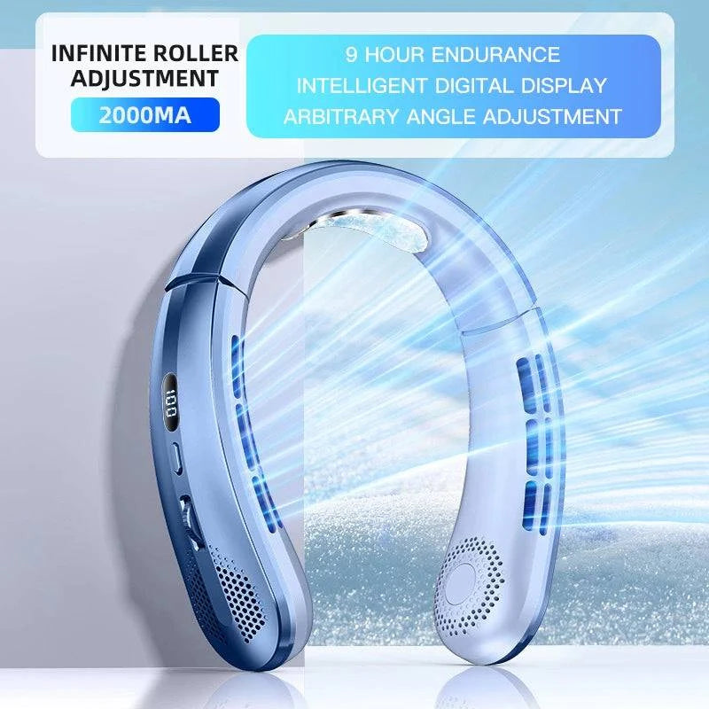Portable Bladeless Neckband Fan with Digital Display - USB Rechargeable - Home Fads