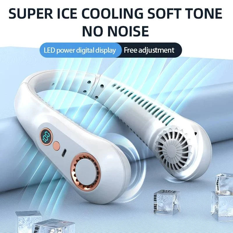 Portable Bladeless Neckband Fan with Digital Display - USB Rechargeable - Home Fads