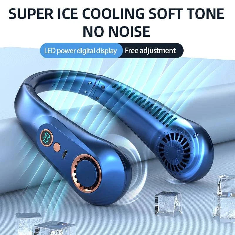 Portable Bladeless Neckband Fan with Digital Display - USB Rechargeable - Home Fads