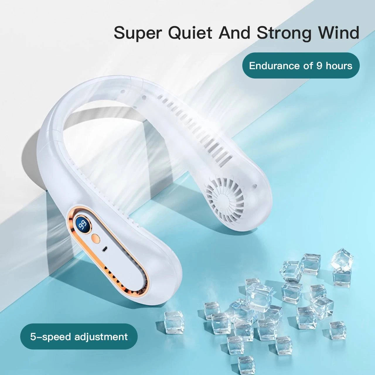 Portable Bladeless Neckband Fan with Digital Display - USB Rechargeable - Home Fads