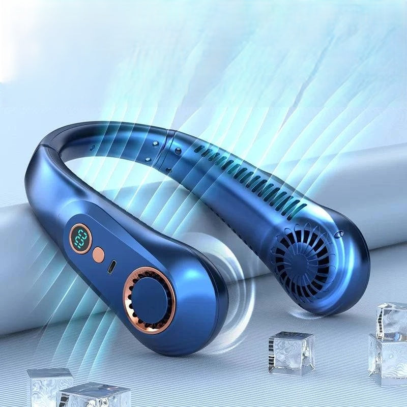 Portable Bladeless Neckband Fan with Digital Display - USB Rechargeable - Home Fads