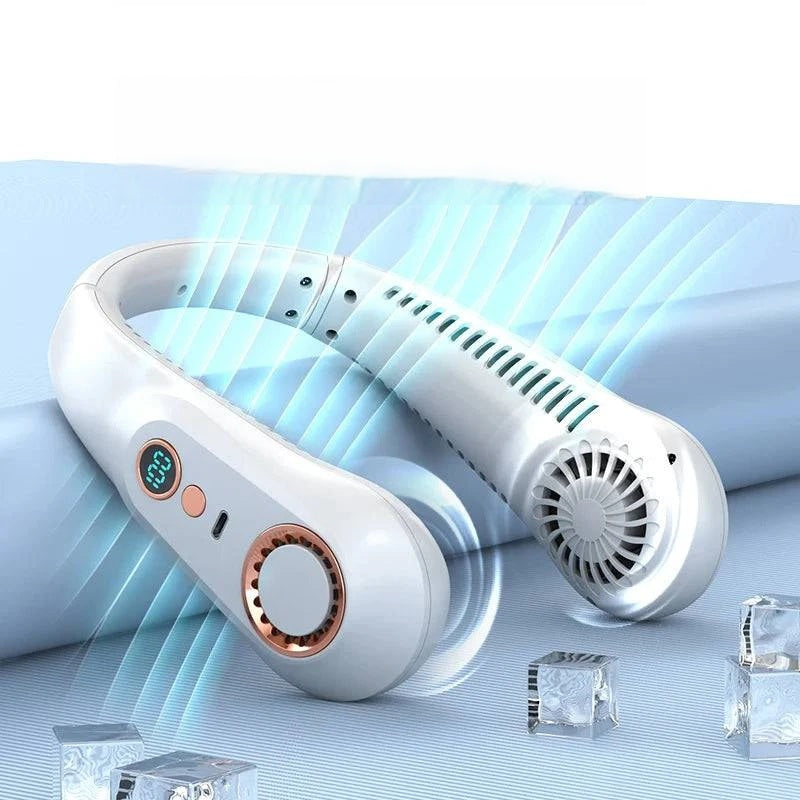 Portable Bladeless Neckband Fan with Digital Display - USB Rechargeable - Home Fads