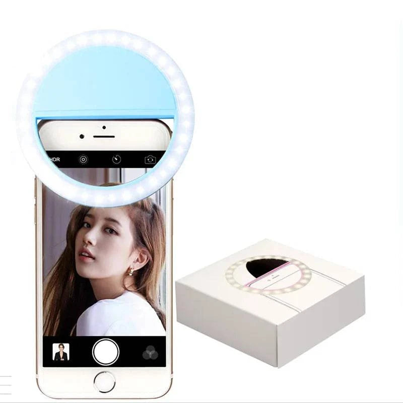 Portable LED Selfie Ring Light Clip-On Lamp - USB Rechargeable Flash Light for Smartphones - Home Fads