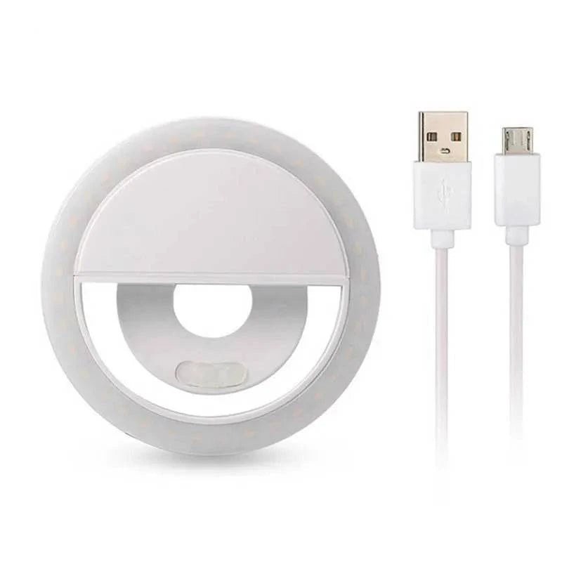Portable LED Selfie Ring Light Clip-On Lamp - USB Rechargeable Flash Light for Smartphones - Home Fads