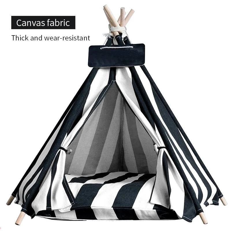 Portable Pet Teepee Tent for Small Dogs, Cats, and Rabbits with Washable Cushion and Accessories – Available in Small, Medium, and Large Sizes - Home Fads