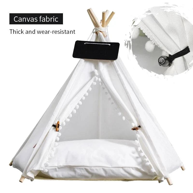 Portable Pet Teepee Tent for Small Dogs, Cats, and Rabbits with Washable Cushion and Accessories – Available in Small, Medium, and Large Sizes - Home Fads