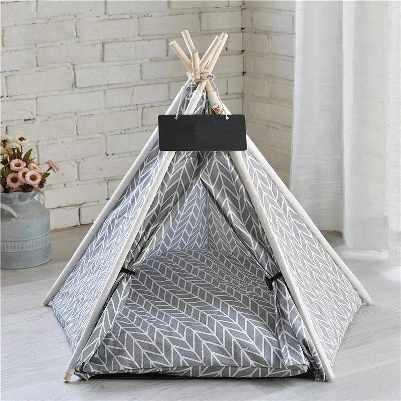 Portable Pet Teepee Tent for Small Dogs, Cats, and Rabbits with Washable Cushion and Accessories – Available in Small, Medium, and Large Sizes - Home Fads