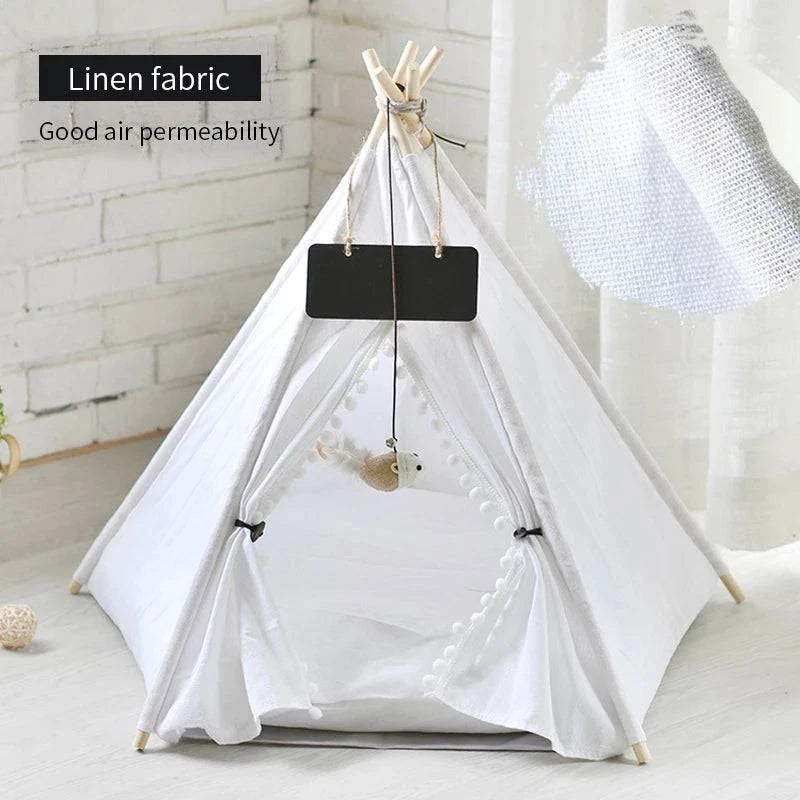 Portable Pet Teepee Tent for Small Dogs, Cats, and Rabbits with Washable Cushion and Accessories – Available in Small, Medium, and Large Sizes - Home Fads