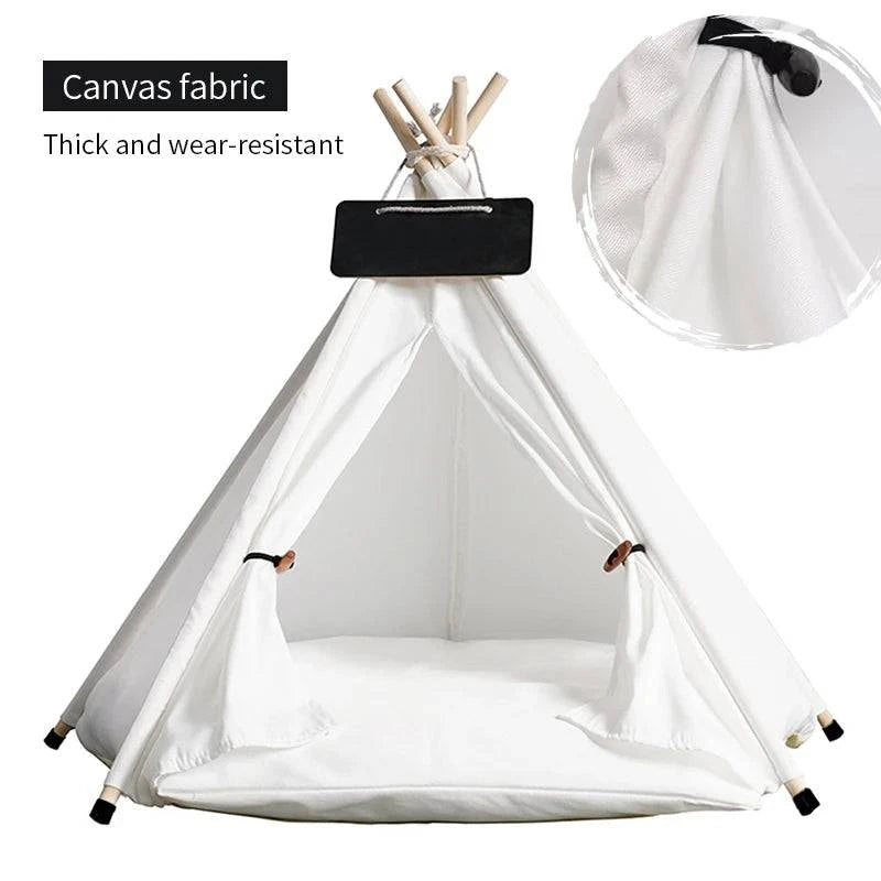Portable Pet Teepee Tent for Small Dogs, Cats, and Rabbits with Washable Cushion and Accessories – Available in Small, Medium, and Large Sizes - Home Fads