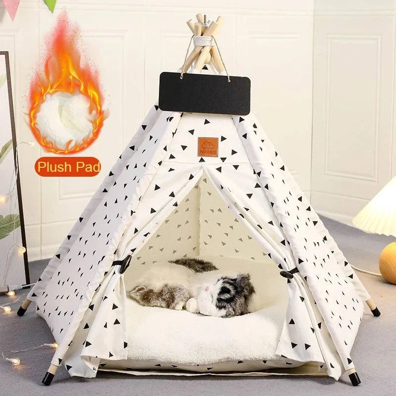 Portable Pet Teepee Tent for Small Dogs, Cats, and Rabbits with Washable Cushion and Accessories – Available in Small, Medium, and Large Sizes - Home Fads