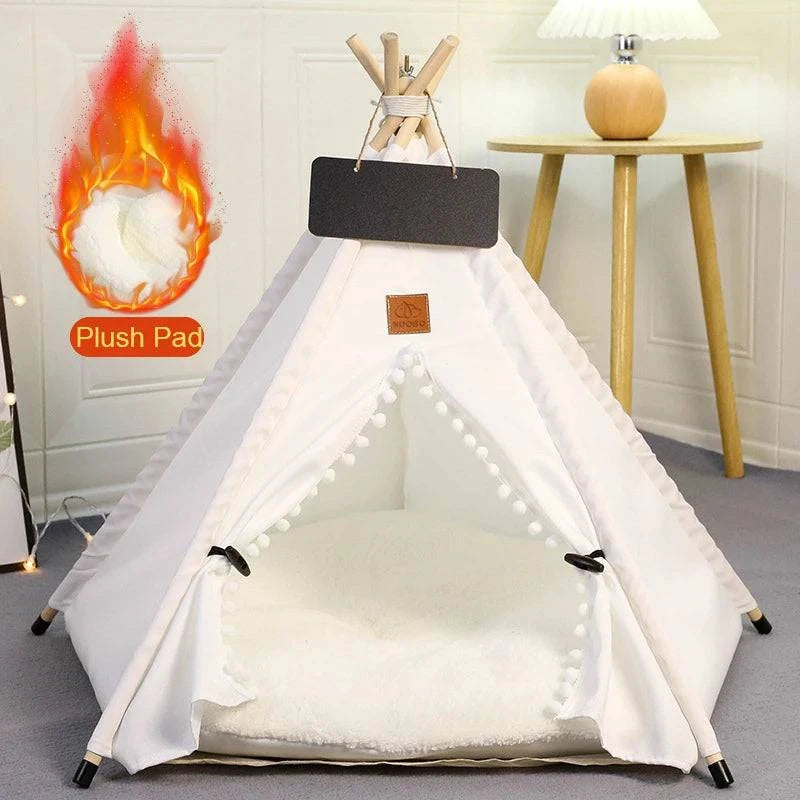 Portable Pet Teepee Tent for Small Dogs, Cats, and Rabbits with Washable Cushion and Accessories – Available in Small, Medium, and Large Sizes - Home Fads