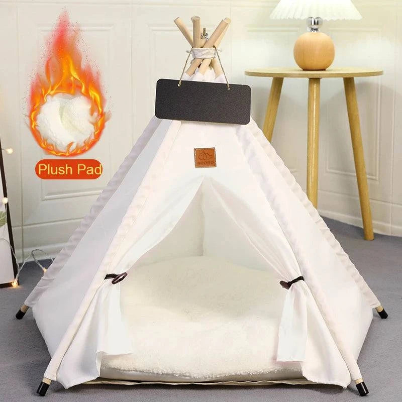 Portable Pet Teepee Tent for Small Dogs, Cats, and Rabbits with Washable Cushion and Accessories – Available in Small, Medium, and Large Sizes - Home Fads