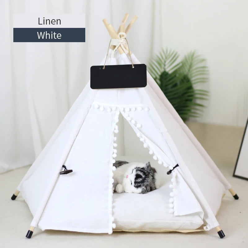 Portable Pet Teepee Tent for Small Dogs, Cats, and Rabbits with Washable Cushion and Accessories – Available in Small, Medium, and Large Sizes - Home Fads