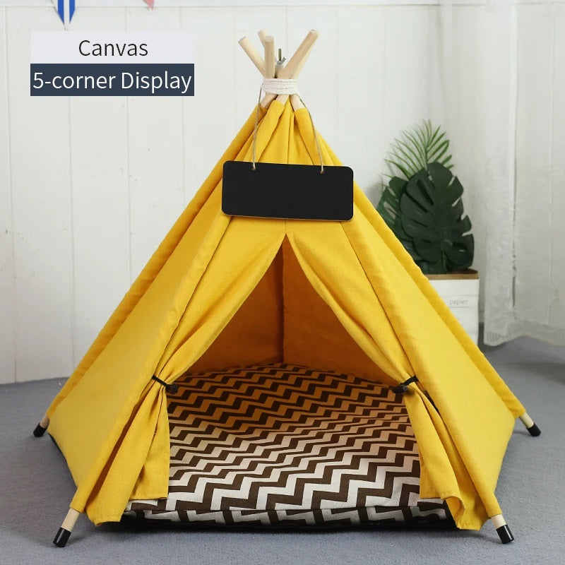 Portable Pet Teepee Tent for Small Dogs, Cats, and Rabbits with Washable Cushion and Accessories – Available in Small, Medium, and Large Sizes - Home Fads