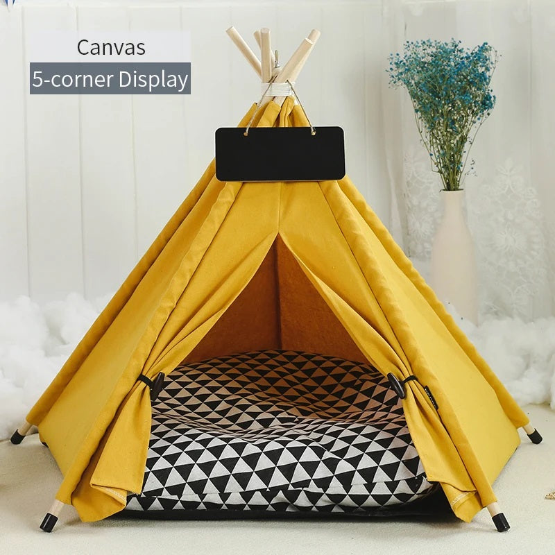 Portable Pet Teepee Tent for Small Dogs, Cats, and Rabbits with Washable Cushion and Accessories – Available in Small, Medium, and Large Sizes - Home Fads