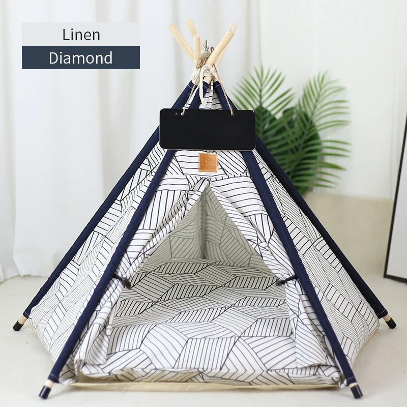 Portable Pet Teepee Tent for Small Dogs, Cats, and Rabbits with Washable Cushion and Accessories – Available in Small, Medium, and Large Sizes - Home Fads