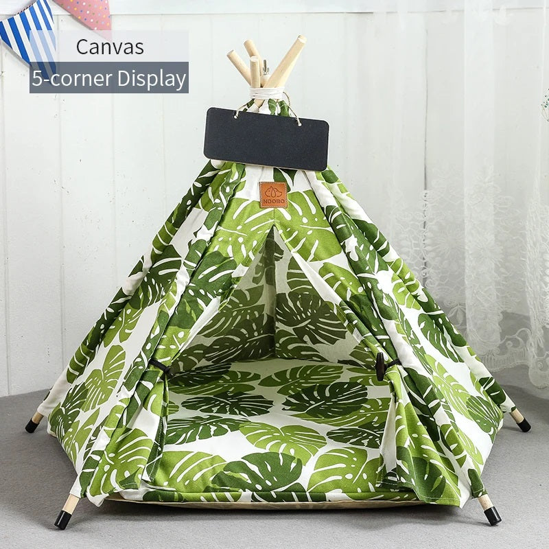 Portable Pet Teepee Tent for Small Dogs, Cats, and Rabbits with Washable Cushion and Accessories – Available in Small, Medium, and Large Sizes - Home Fads
