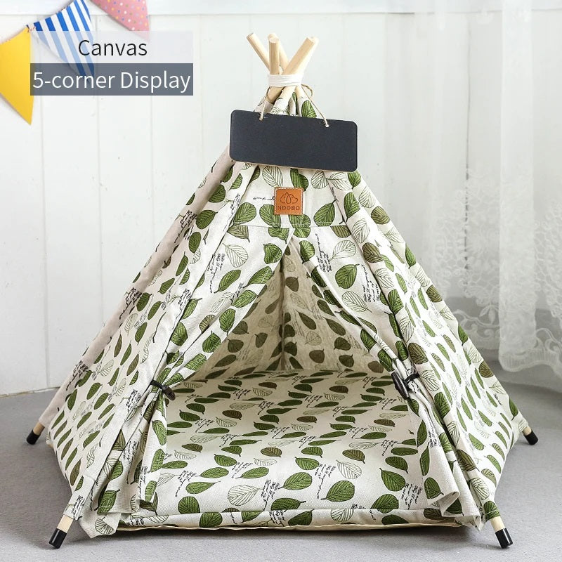 Portable Pet Teepee Tent for Small Dogs, Cats, and Rabbits with Washable Cushion and Accessories – Available in Small, Medium, and Large Sizes - Home Fads