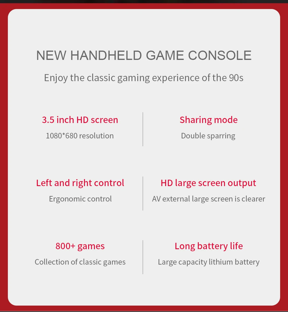 Portable Retro Handheld Gaming Console – 800 Classic Games, 3.5” HD Color Screen, 1080×680 Resolution - Home Fads
