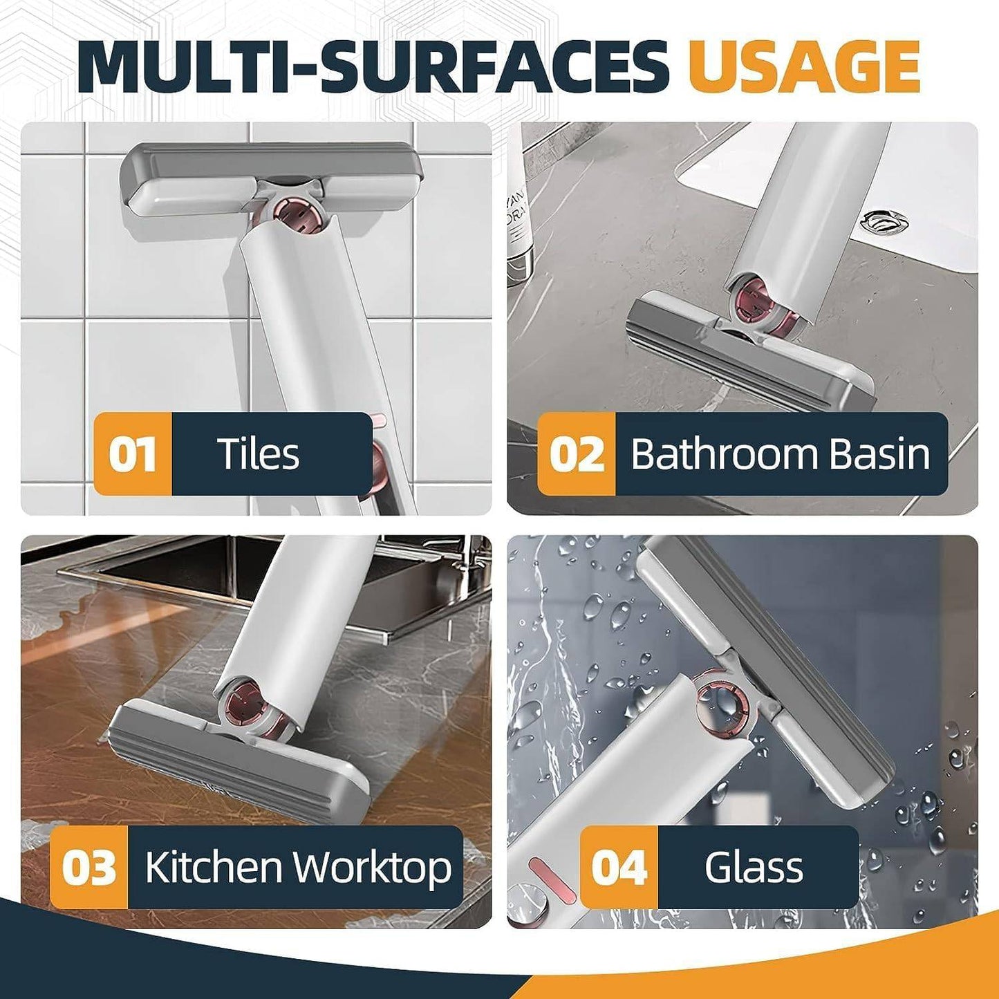 Portable Self-Squeeze Mini Mop with Powerful Absorbency - Ideal for Bathroom, Kitchen, and Car Cleaning - Home Fads