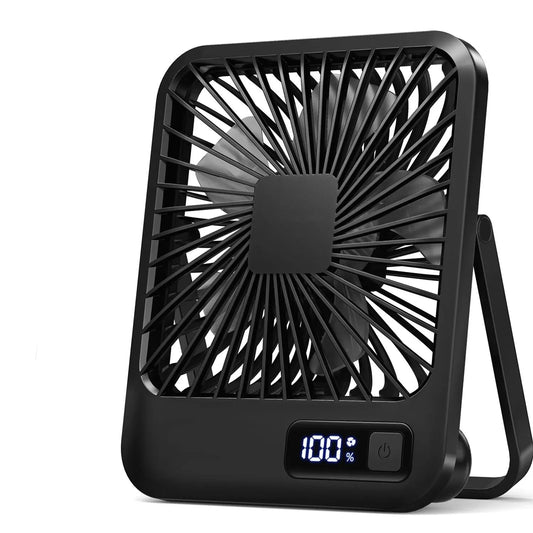Portable USB-C Desk Fan – Rechargeable, 180° Adjustable, 5-Speed Quiet Cooling with Battery Indicator, Hangable Design - Home Fads