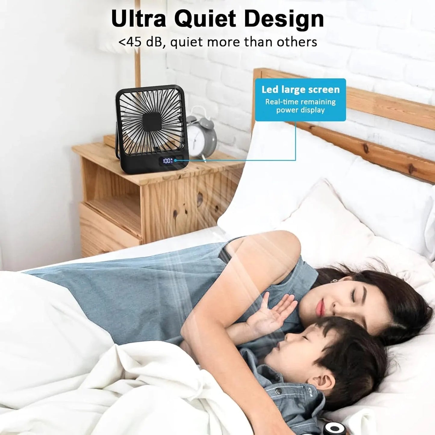 Portable USB-C Desk Fan – Rechargeable, 180° Adjustable, 5-Speed Quiet Cooling with Battery Indicator, Hangable Design - Home Fads
