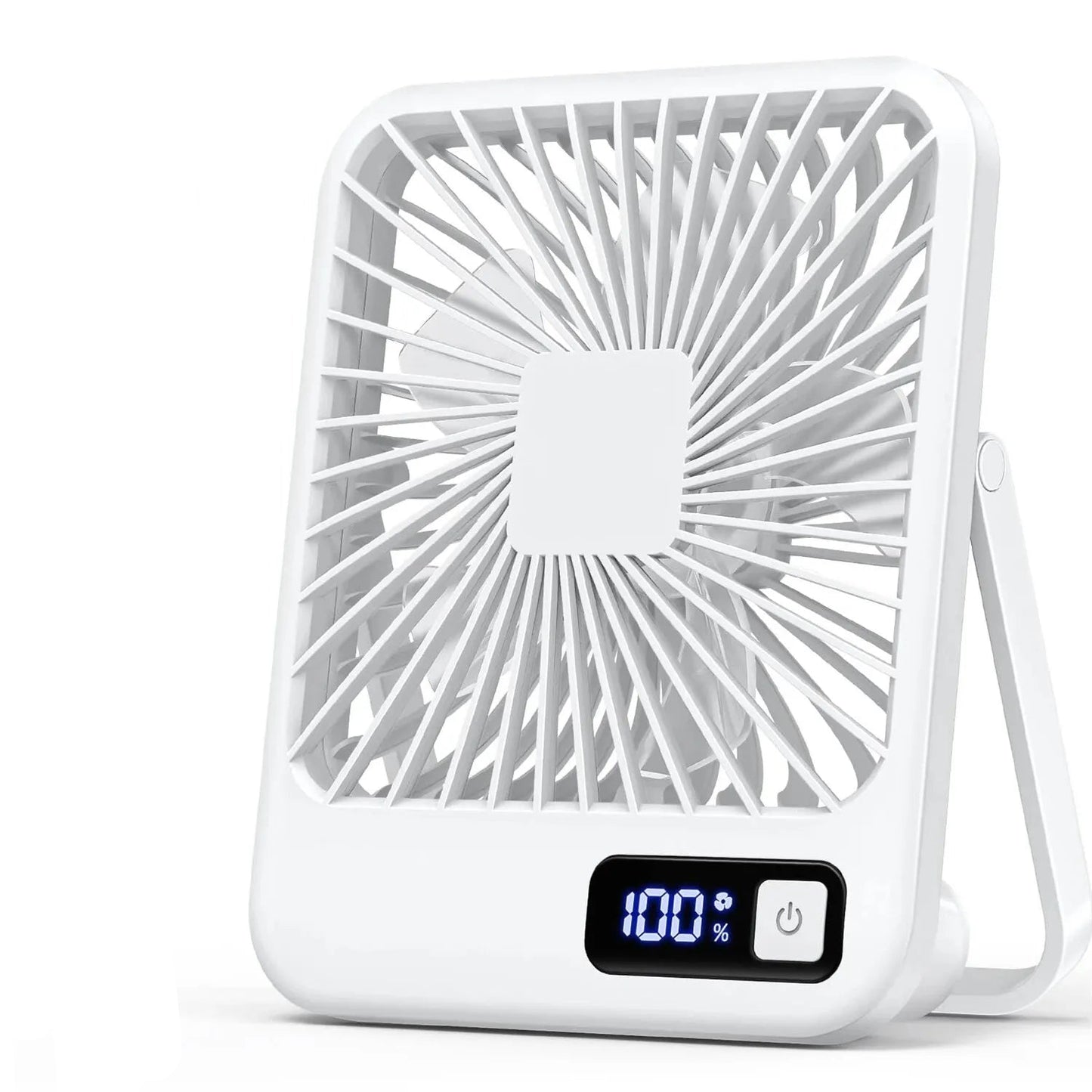 Portable USB-C Desk Fan – Rechargeable, 180° Adjustable, 5-Speed Quiet Cooling with Battery Indicator, Hangable Design - Home Fads