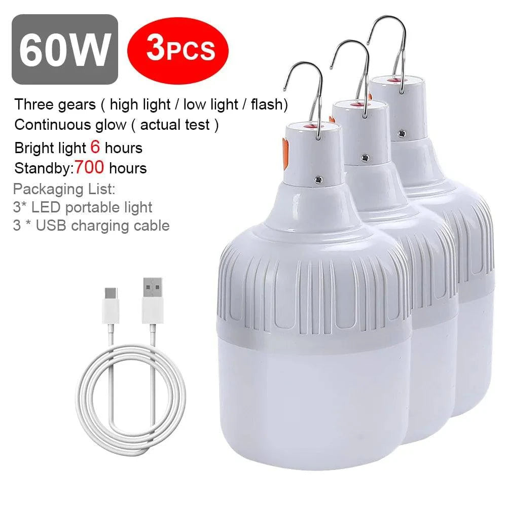 Portable Waterproof LED Camping Bulb - USB Rechargeable Emergency Light for Indoor and Outdoor Activities - Home Fads