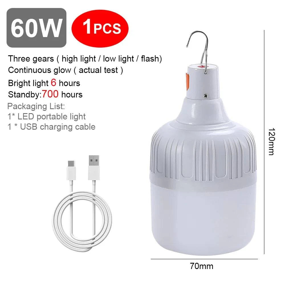 Portable Waterproof LED Camping Bulb - USB Rechargeable Emergency Light for Indoor and Outdoor Activities - Home Fads