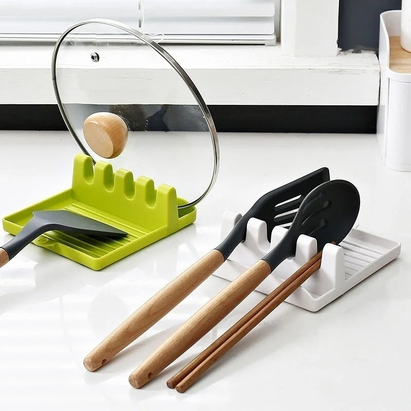 Pot Lid Holder – Non-Slip Kitchen Spoon Holder and Utensil Organizer – Plastic Rack for Spoons, Forks, Spatulas, Chopsticks, and Lids - Home Fads