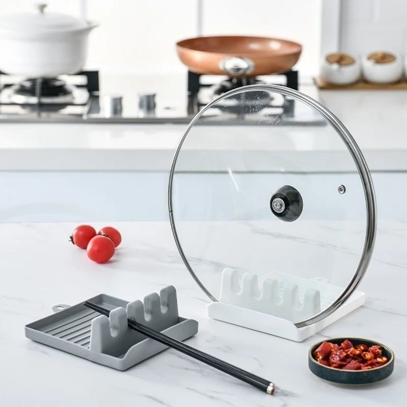 Pot Lid Holder – Non-Slip Kitchen Spoon Holder and Utensil Organizer – Plastic Rack for Spoons, Forks, Spatulas, Chopsticks, and Lids - Home Fads