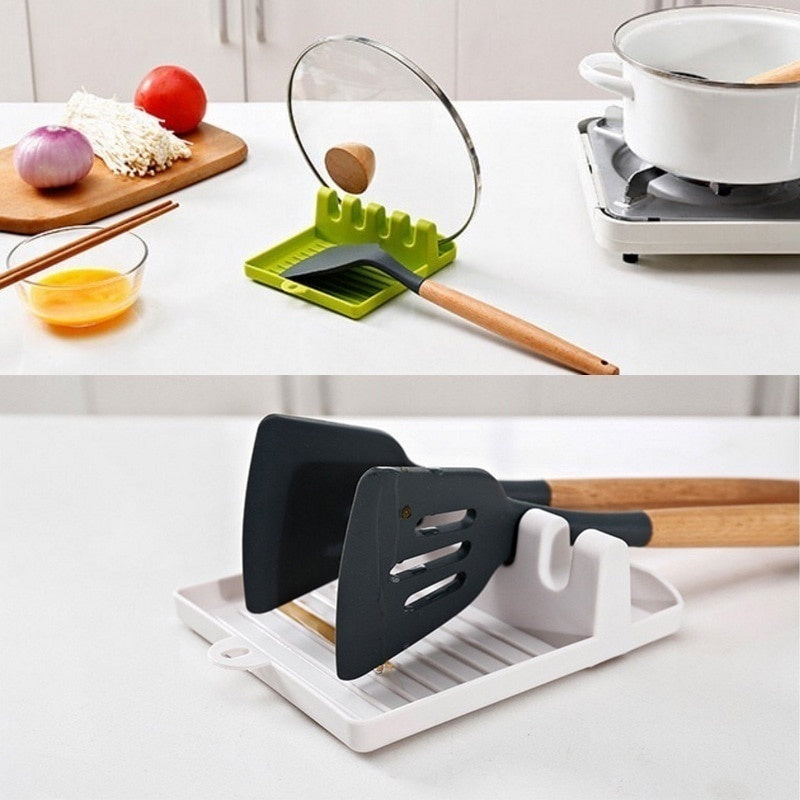 Pot Lid Holder – Non-Slip Kitchen Spoon Holder and Utensil Organizer – Plastic Rack for Spoons, Forks, Spatulas, Chopsticks, and Lids - Home Fads