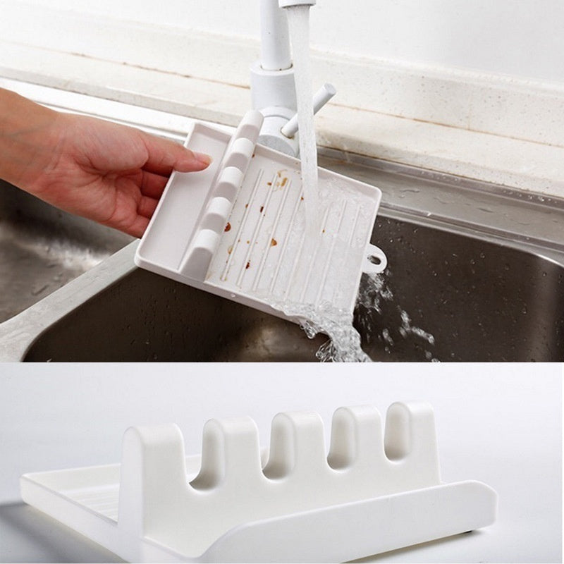 Pot Lid Holder – Non-Slip Kitchen Spoon Holder and Utensil Organizer – Plastic Rack for Spoons, Forks, Spatulas, Chopsticks, and Lids - Home Fads