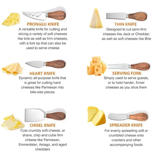 Premium 6-Piece Stainless Steel Cheese Cutlery Knife Set for Charcuterie Boards - Ideal Gift Idea - Home Fads