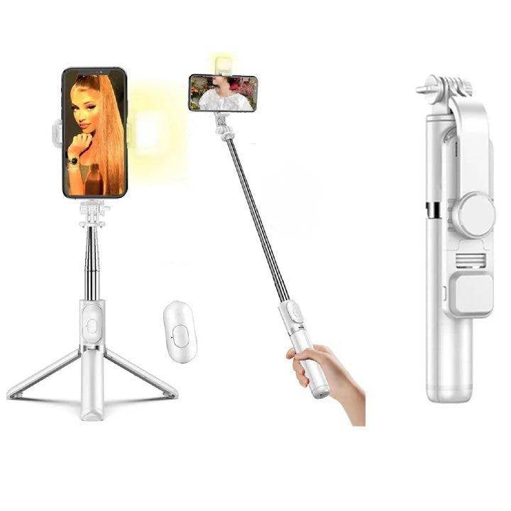 Premium Foldable Bluetooth Selfie Stick Tripod with Optional LED Fill Light, Remote Shutter Control for Android and iPhone Devices - Home Fads