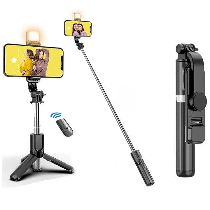 Premium Foldable Bluetooth Selfie Stick Tripod with Optional LED Fill Light, Remote Shutter Control for Android and iPhone Devices - Home Fads